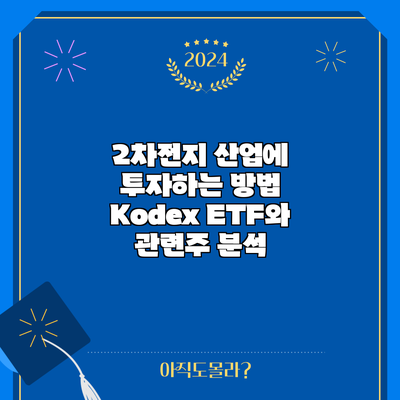 2차전지 산업에 투자하는 방법: Kodex ETF와 관련주 분석