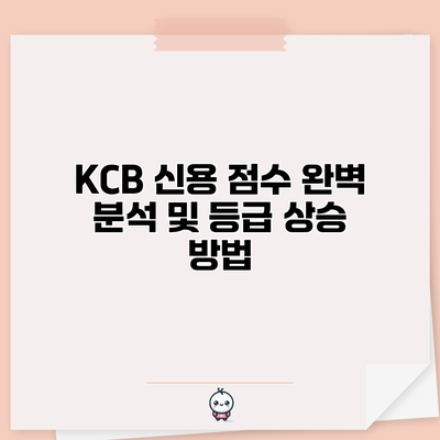 KCB 신용 점수 완벽 분석 및 등급 상승 방법