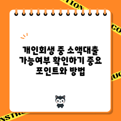 개인회생 중 소액대출 가능여부 확인하기: 중요 포인트와 방법