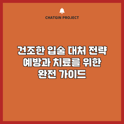 건조한 입술 대처 전략: 예방과 치료를 위한 완전 가이드
