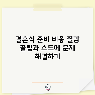 결혼식 준비 비용 절감 꿀팁과 스드메 문제 해결하기