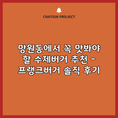 망원동에서 꼭 맛봐야 할 수제버거 추천 - 프랭크버거 솔직 후기