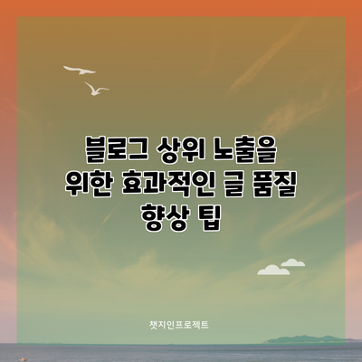 블로그 상위 노출을 위한 효과적인 글 품질 향상 팁