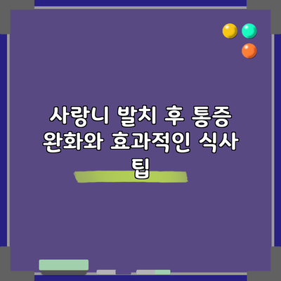 사랑니 발치 후 통증 완화와 효과적인 식사 팁