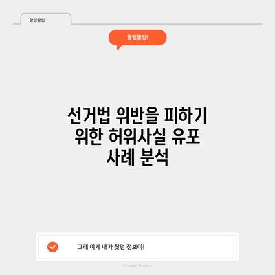 선거법 위반을 피하기 위한 허위사실 유포 사례 분석