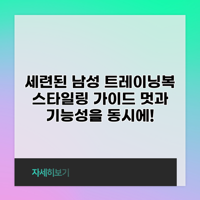 세련된 남성 트레이닝복 스타일링 가이드: 멋과 기능성을 동시에!