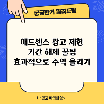 애드센스 광고 제한 기간 해제 꿀팁: 효과적으로 수익 올리기