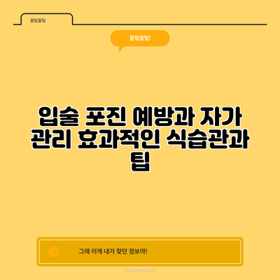 입술 포진 예방과 자가 관리: 효과적인 식습관과 팁