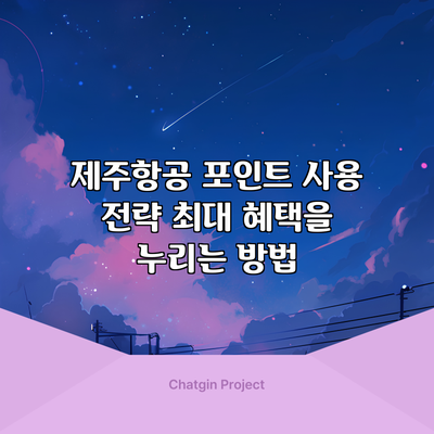 제주항공 포인트 사용 전략: 최대 혜택을 누리는 방법