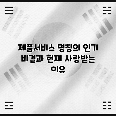 제품/서비스 명칭의 인기 비결과 현재 사랑받는 이유