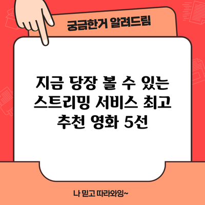 지금 당장 볼 수 있는 스트리밍 서비스 최고 추천 영화 5선