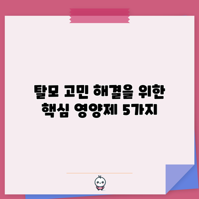 탈모 고민 해결을 위한 핵심 영양제 5가지