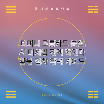 티머니 교통카드 분실 시 대처법: 잔액 확인과 환불 절차 완벽 가이드