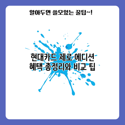 현대카드 제로 에디션 혜택 총정리와 비교 팁