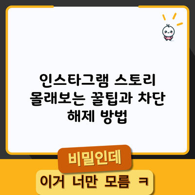 인스타그램 스토리 몰래보는 꿀팁과 차단 해제 방법
